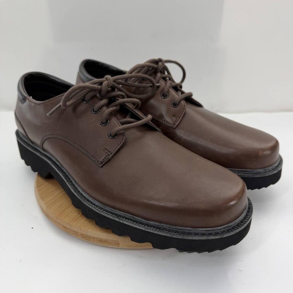 Rockport Shoes Mens 11 Brown Leather Waterproof Lace Up Hydro-Shield Sneakers